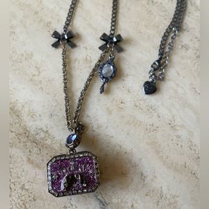 Betsey Johnson Pink Glitter Trunk Necklace